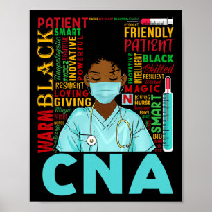 Poster Infirmière noire forte Cna Afro Mélanine Africaine