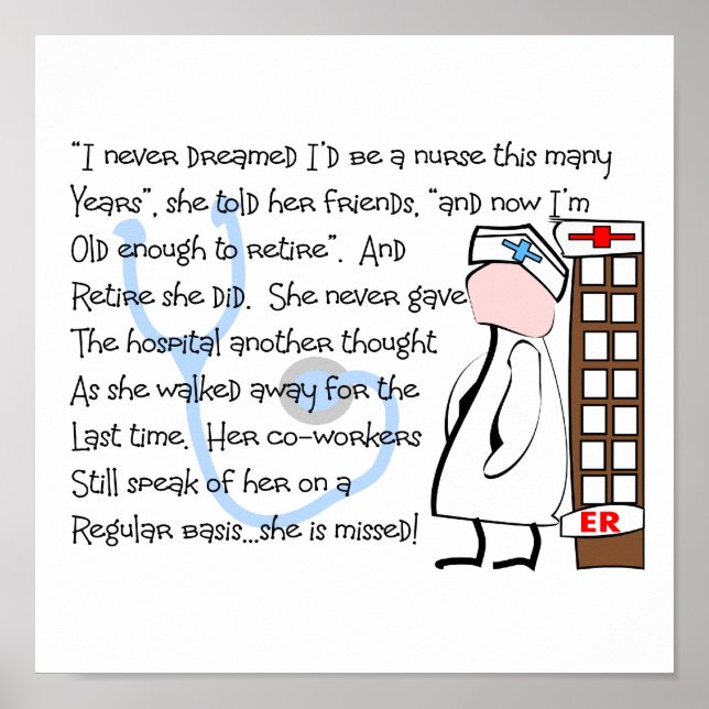 Poster "INFIRMIÈRE RETIRÉE" Histoire Cadeaux d'art (Devant)