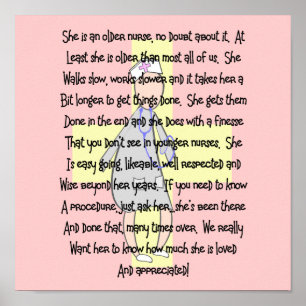 Poster Infirmière retraitée Imprimer "Apprécié"