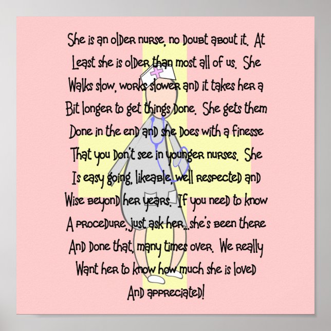 Poster Infirmière retraitée Imprimer "Apprécié" (Devant)