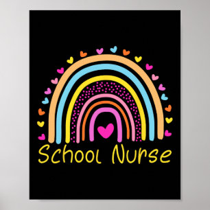 Poster Infirmière scolaire bohème arc-en-ciel journée de