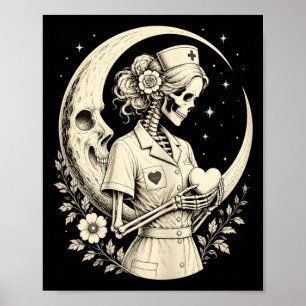 Poster Infirmière squelette gothique