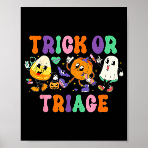 Poster Infirmière Trick Or Triage Citrouille Fantôme Hall