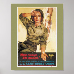 Poster Infirmière vintage 2ÈME GUERRE MONDIALE d'armée