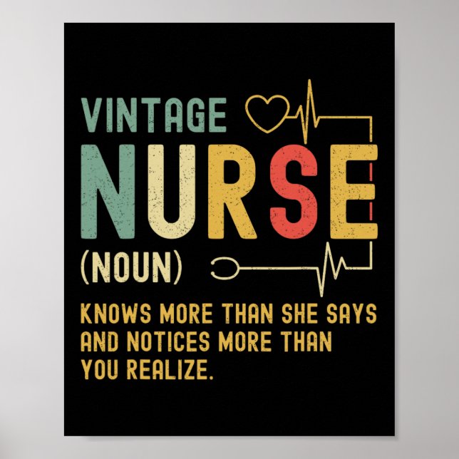 Poster Infirmière vintage Définition Amusante Infirmière  (Devant)