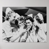Infirmières fumant photographie vintage 10x8in