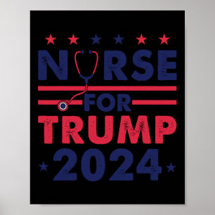 Poster Infirmières Pour Trump 2024 Amérique Étoiles Drape