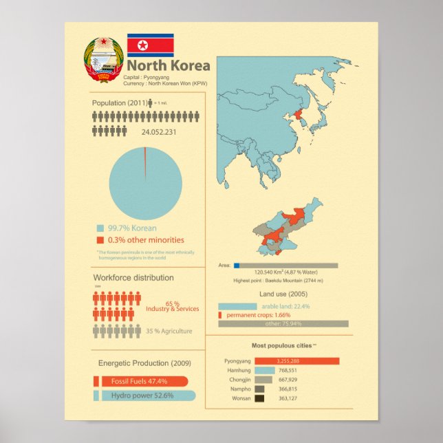 Poster Infographie nord-coréenne (Devant)
