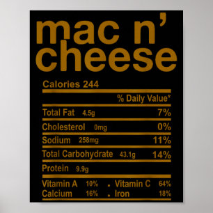 Poster Informations nutritionnelles drôles de Mac And Che