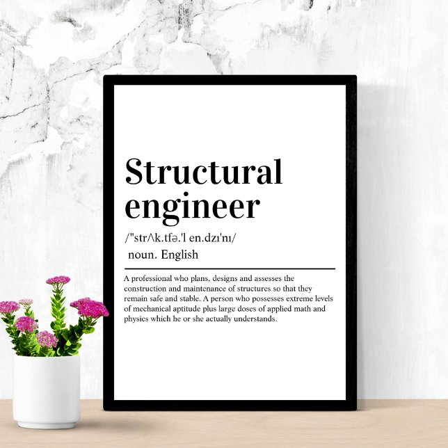 Poster Ingénieur de structure Définition Ingénieur amusan (Créateur téléchargé)