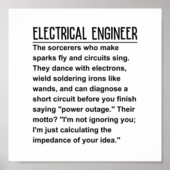 Poster Ingénieur électrique (Devant)