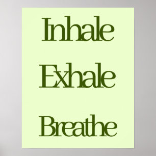 Poster Inhale, Exhale, Breathe Retro Typographie verte
