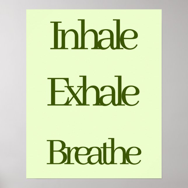Poster Inhale, Exhale, Breathe Retro Typographie verte (Devant)
