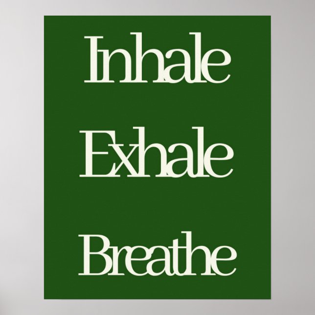 Poster Inhale Exhale Breathe Typographie| Relaxant (Devant)