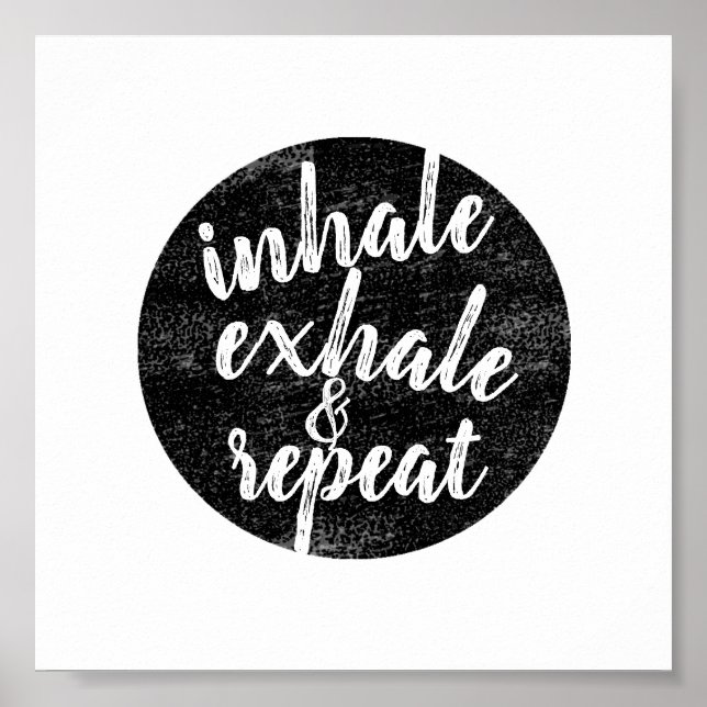 Poster inhale exhale citation gris et blanc en détresse (Devant)