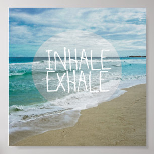 Poster inhale exhale citation plage océan photo