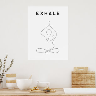 Poster Inhale Exhale Respiration Yoga pose studio moderne