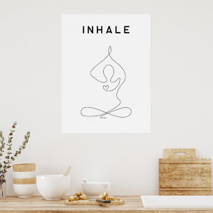 Poster Inhale Exhale Respiration Yoga pose studio moderne