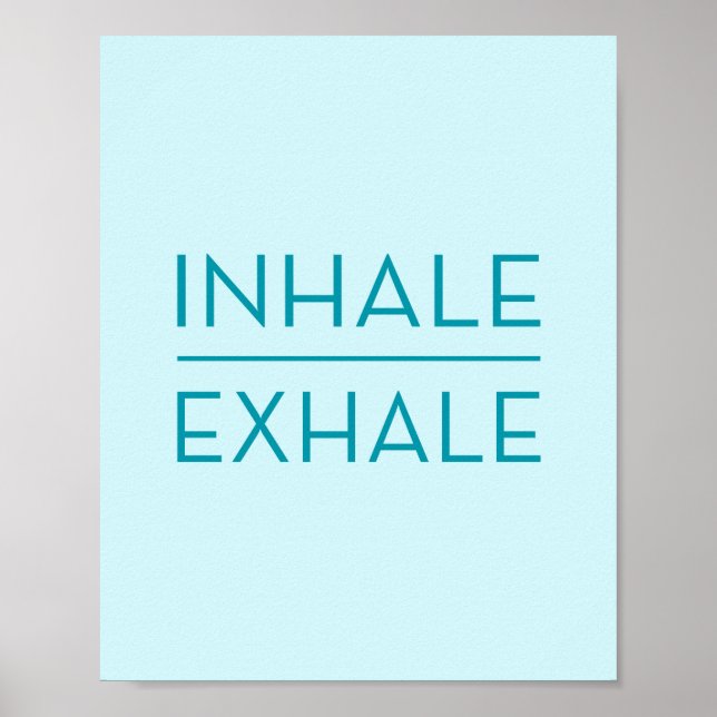Poster Inhale Exhale Turquoise Motivational Yoga Citation (Devant)