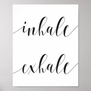 Poster Inhale Exhale Yoga Meditation Modern Typography