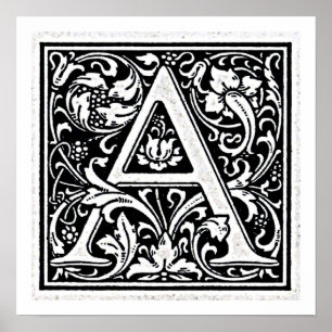 Poster Initiale décorative de bois de graveur de gravure