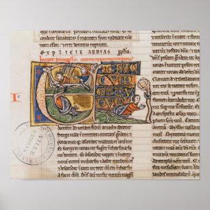Poster Initiale "E" de Historiated dépeignant Jonas