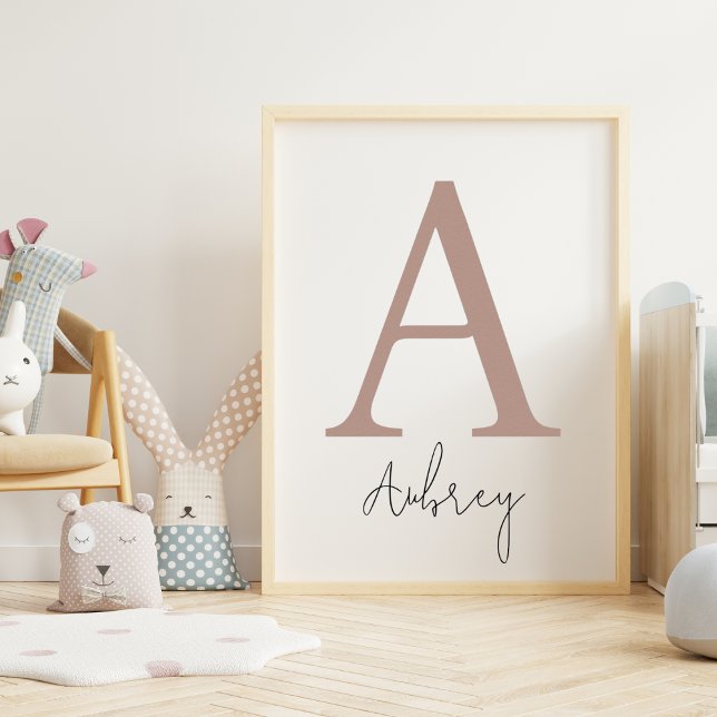 Poster Initiale et nom personnalisés | Monogramme moderne (Créateur téléchargé)