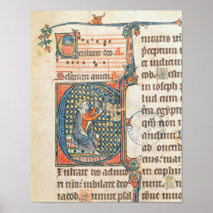 Poster Initiale historiée représentant le roi David en jo