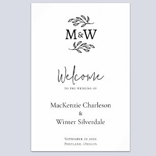 Poster Initiales de monogramme de couple de mariage botan