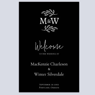 Poster Initiales de monogramme de couple de mariage botan