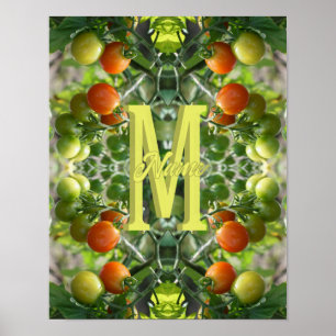 Poster Initiales de monogramme personnalisé Tomates Ceris