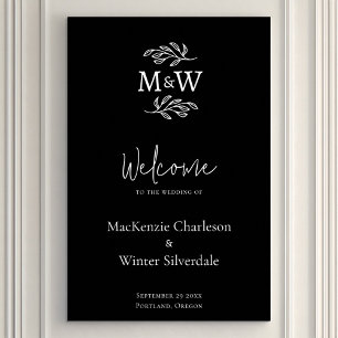 Poster Initiales mariage Monogramme Couple Accueil Botani