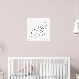 Poster Innocence Berçée – Ligne d'Art Minimaliste pour Bé