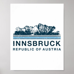 Poster Innsbruck Autriche Montagnes Autriche Vintag ski a