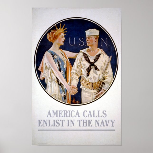 Poster Inscription vintage Dans La Marine (Devant)
