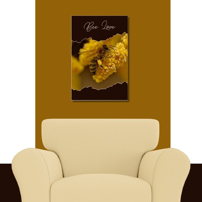 Poster Insecte Abeille inspirée par la nature Jaune et No (Bee Love Insect Poster)