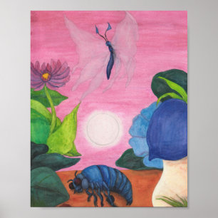 Poster Insecter Papillon Transformation Peinture