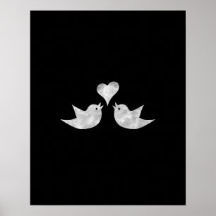 Poster Inséparables avec couleur personnalisée du coeur