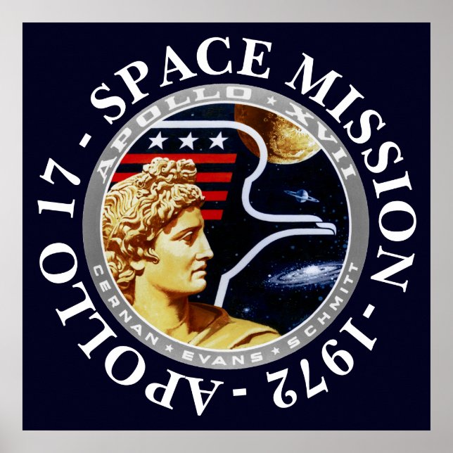Poster Insigne de mission spatiale Apollo 17 1972 (Devant)