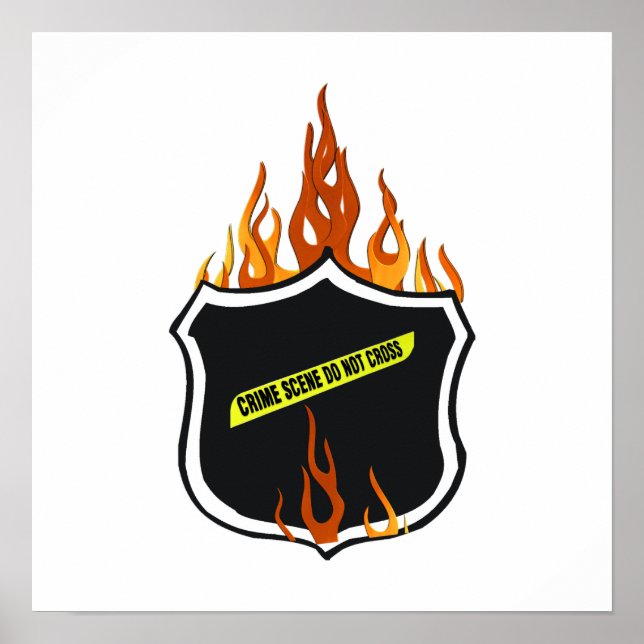 Poster Insigne de police de tatouage flamboyant (Devant)