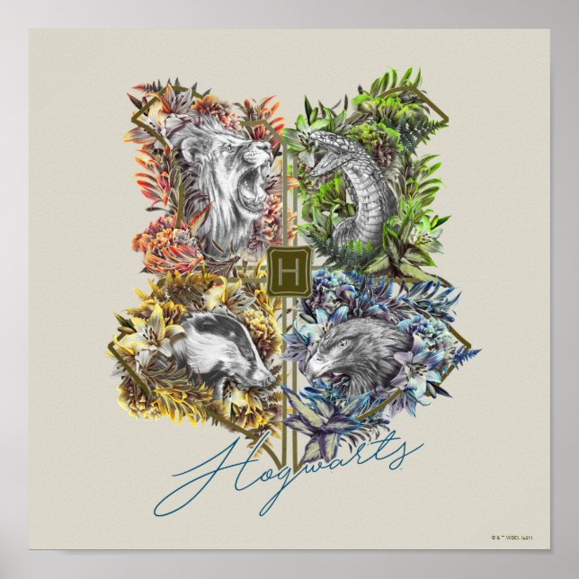Poster Insigne floral HOGWARTS™ (Devant)