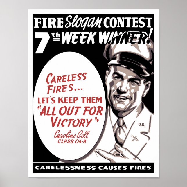 Poster Insouciance Causes Incendies — 2ÈME GUERRE MONDIAL (Devant)