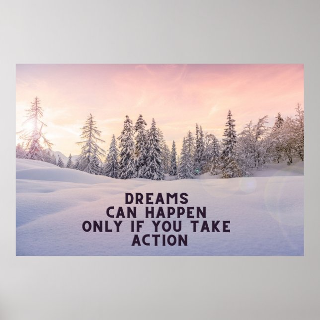 Poster inspirant d'art mural "Dreams can Happen" (Devant)
