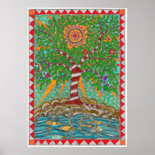 Poster inspirant de l'arbre au bord de la rivière