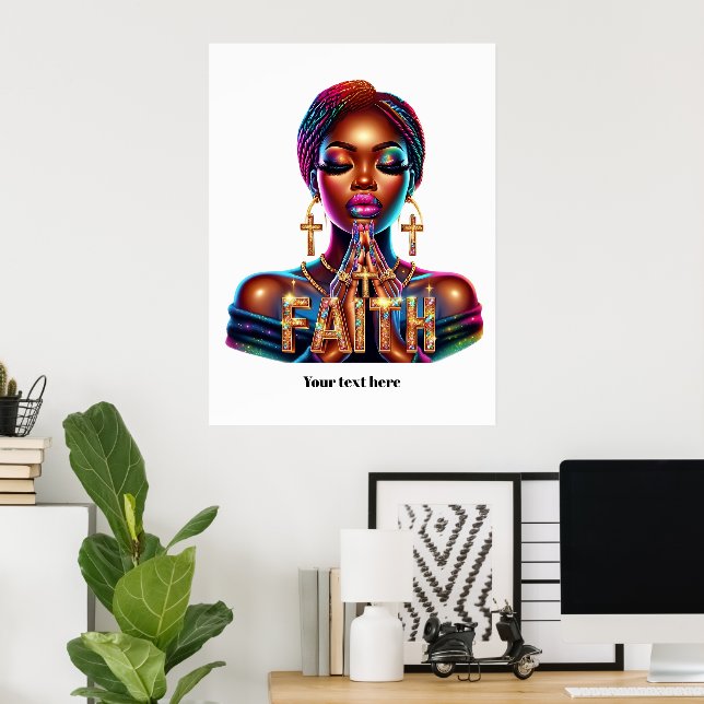 Poster Inspiration de la foi chrétienne afro-américaine (Bureau à domicile)