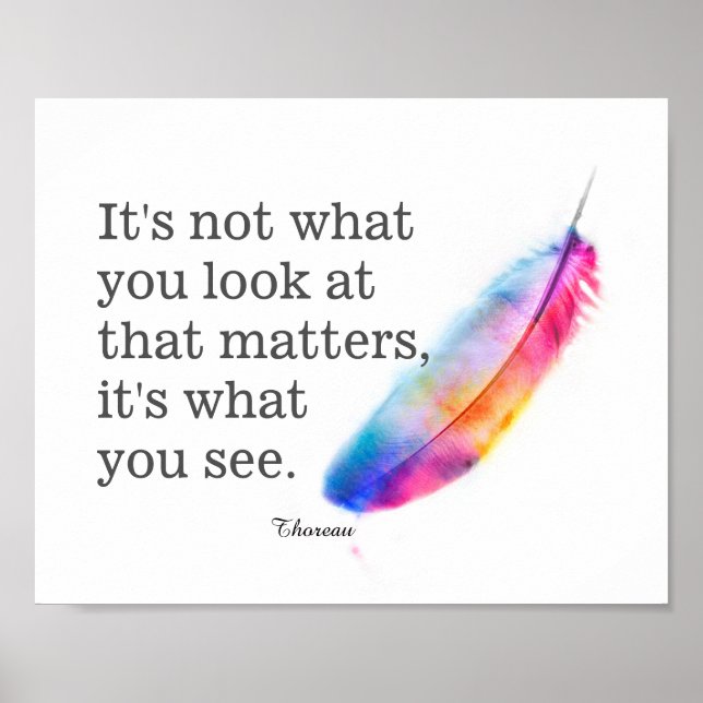 Poster inspiration Thoreau citation aquarelle plume (Devant)