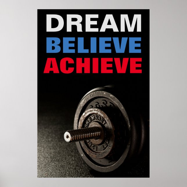 Poster Inspirational Believe Bodybuilding Dumbell (Devant)