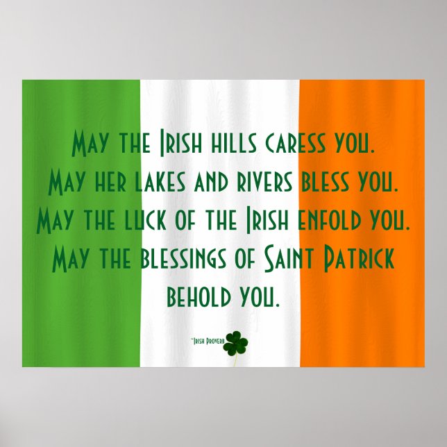 Poster Inspirational Irish Blessing Shamrock Patrick (Devant)