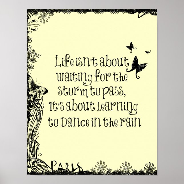 Poster Inspirational Learning to dance in the Rain Citati (Devant)