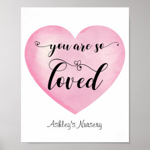 Poster Inspirational Pink Love Citation White Heart Affic
